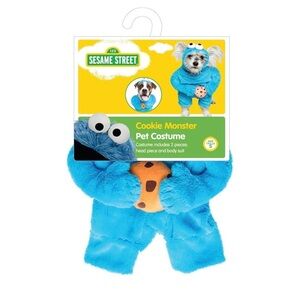 Sesame Street Cookie Monster Costume for Dogs- Bright Blue